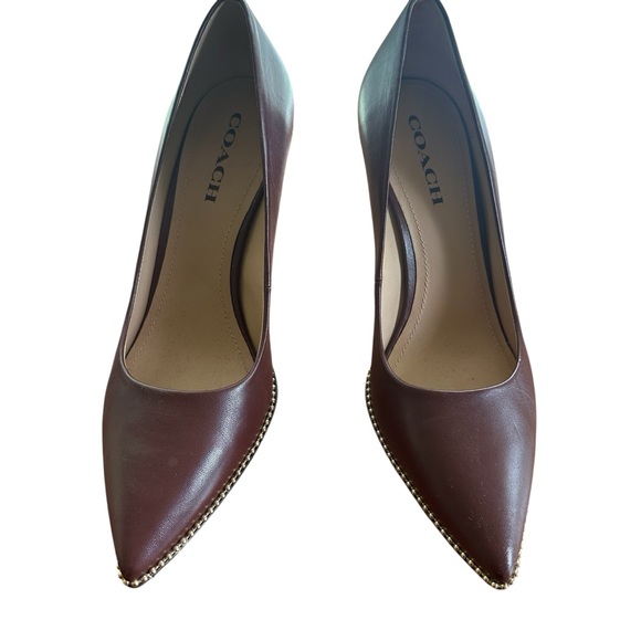 Coach Women's Dark Burgundy Brown Leather Heels Pumps Size 10 - Picture 1 of 11